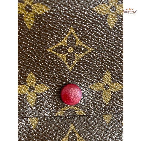 Authentic Louis Vuitton Monogram Canvas Leather Red Emilie Long Wallet CA2163 - Picture 2 of 13